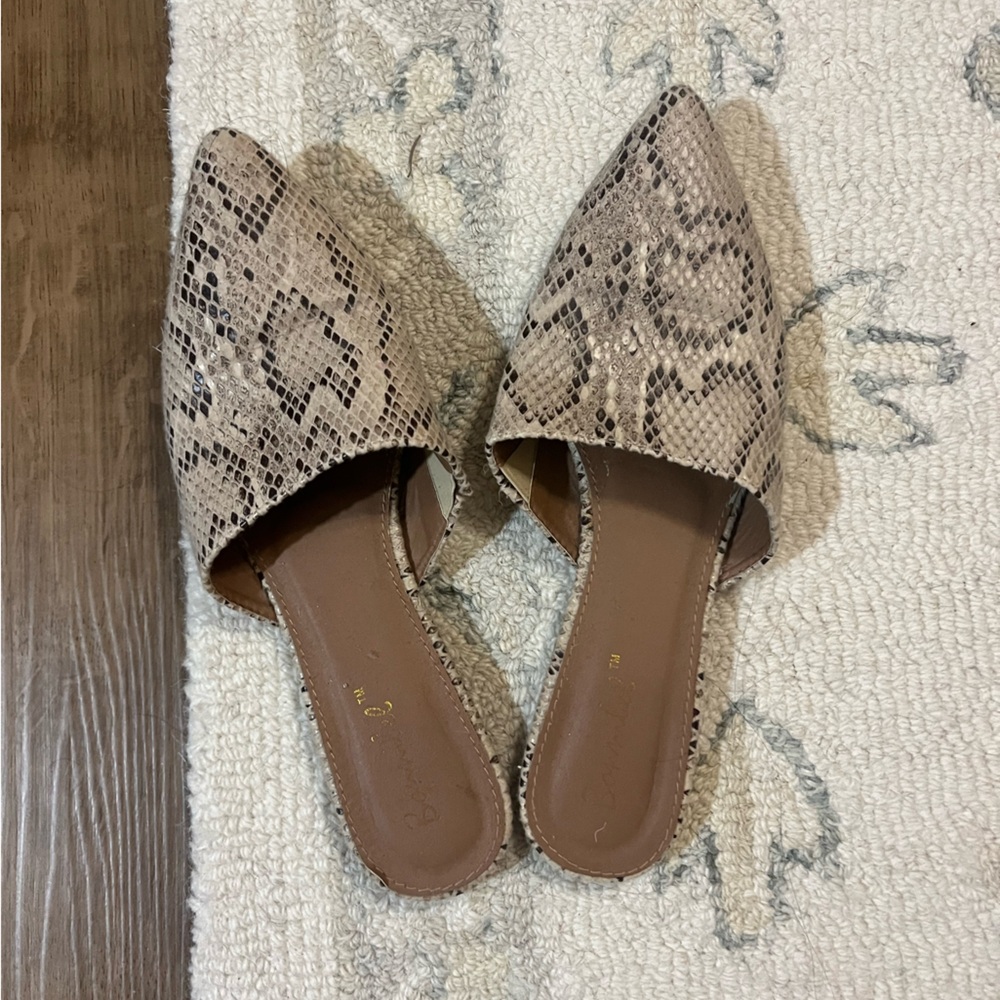 Bonnibel Beige Snakeskin Mules